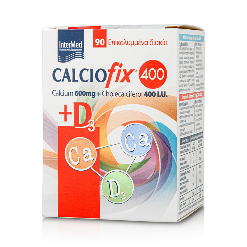 Intermed Calciofix 400 Συμπλήρωμα Διατροφής Aσβεστίου 600mg & Βιταμίνης D3 400IU, 90tabs