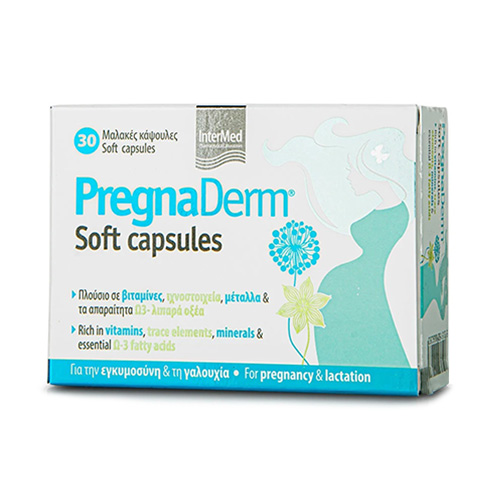 Intermed PregnaDerm Soft Capsules Συμπλήρωμα Διατροφής για την Περίοδο της Εγκυμοσύνης & της Γαλουχίας 30caps