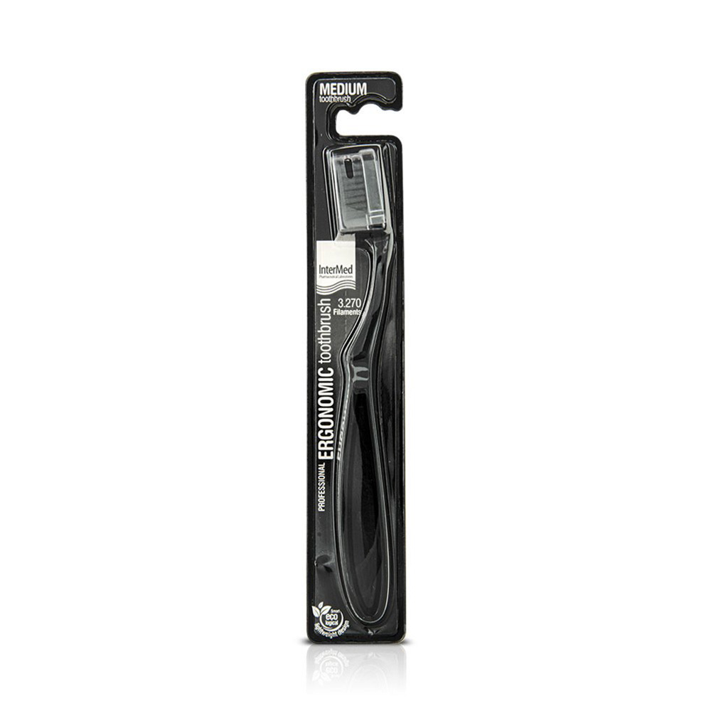 Intermed Professional Ergonomic Οδοντόβουρτσα Medium Black 1τμχ
