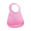 Make my Day Αδιάβροχη Σαλιάρα Σιλικόνης με Κουμπί “Pink Pearls” με Τσέπη για 6m+