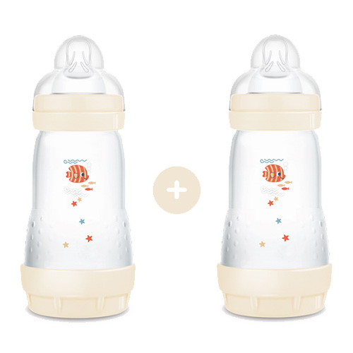 Mam Easy Start Anti-Colic Πλαστικό Μπιμπερό 2m+ 2x260ml (355SUc) – Κρεμ
