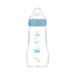 Mam Feel Good Baby Bottle Γυάλινο Μπιμπερό με Θηλή Σιλικόνης 2m+ 260ml (375SB) – Μπλε