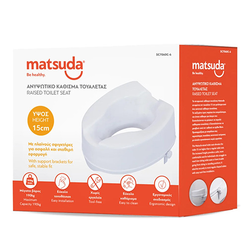Matsuda Ανυψωτικό Τουαλέτας 15cm με Πλαϊνές Βίδες 1τμχ