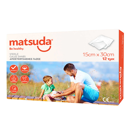 Matsuda Sterile Gauze Swabs Γάζα Αποστειρωμένη 15x30cm 12τμχ