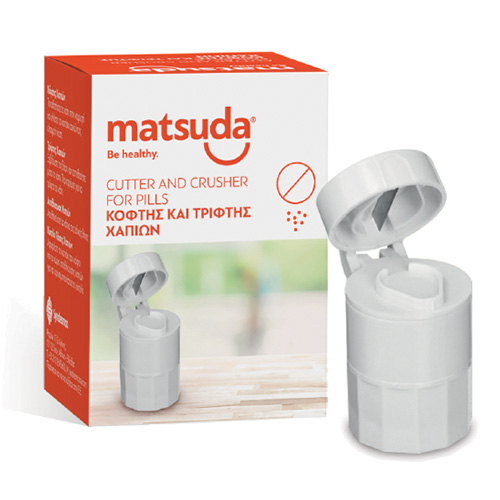 Matsuda Θήκη Χαπιών με Κόφτη & Χαποτρίφτη σε Λευκό Χρώμα 1τμχ