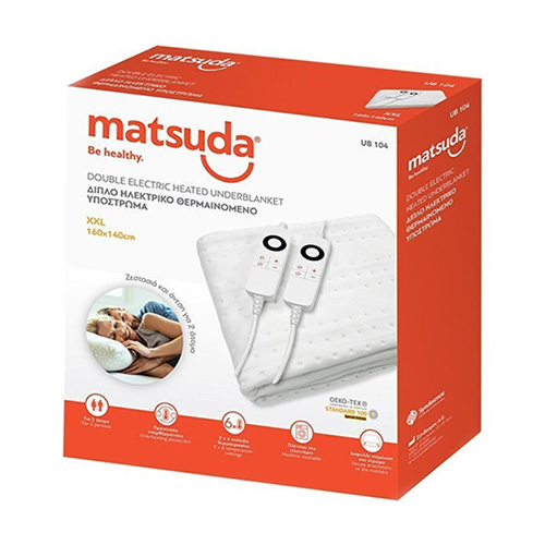 Matsuda UB 104 Διπλό Ηλεκτρικό Υπόστρωμα Πλενόμενο Λευκό 200W 140x160cm