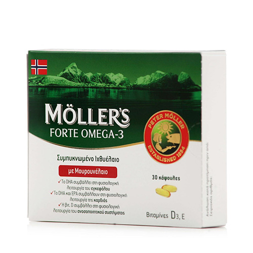 Moller’s Forte Μουρουνέλαιο Μίγμα Ιχθυελαίου & Μουρουνέλαιου Πλούσιο σε Ω3 Λιπαρά Οξέα 30caps