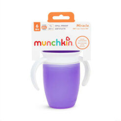 Munchkin Miracle 360° Cup Κύπελλο Εκπαιδευτικό με Λαβές (6m+) 207ml – Μωβ