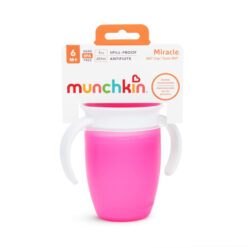 Munchkin Miracle 360° Cup Κύπελλο Εκπαιδευτικό με Λαβές (6m+) 207ml – Ροζ