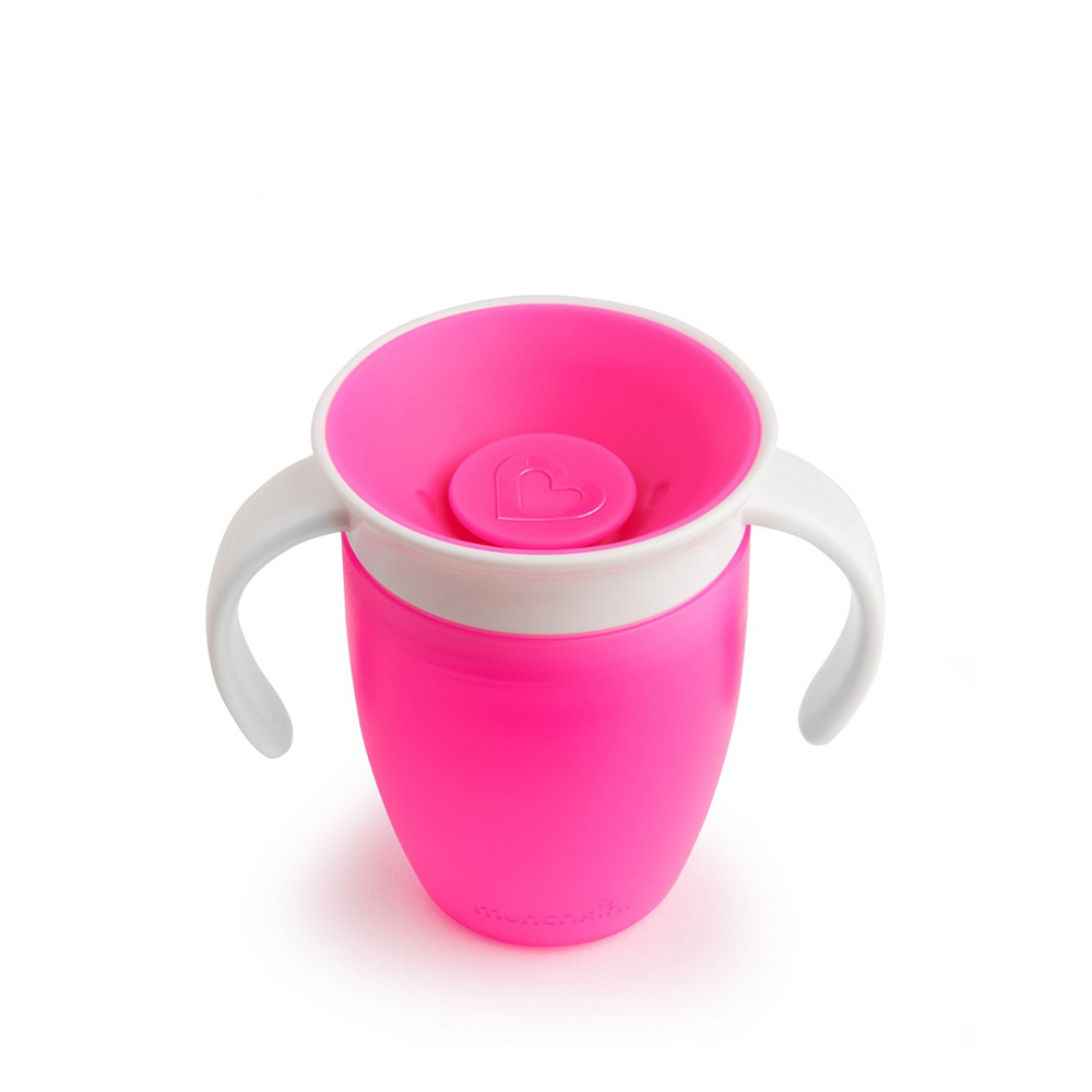 Munchkin Miracle 360° Cup Κύπελλο Εκπαιδευτικό με Λαβές (6m+) 207ml – Ροζ
