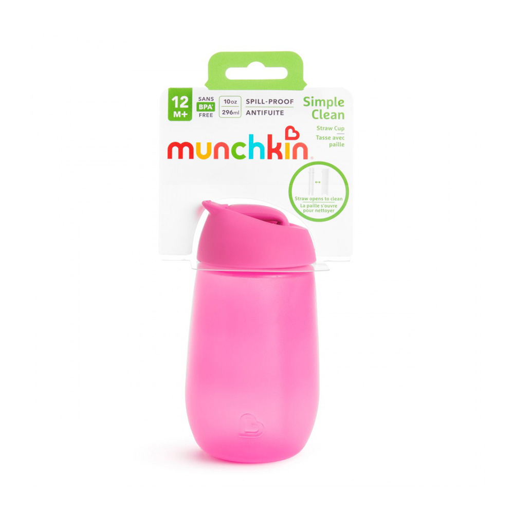Munchkin Simple Clean Straw Cup Παιδικό Κύπελλο με Καλαμάκι (12m+) 296ml – Ροζ