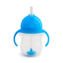 Munchkin Tip & Sip Straw Cup Ποτήρι με Καλαμάκι Σιλικόνης, Βαρίδι και Λαβές 207ml – Μπλε