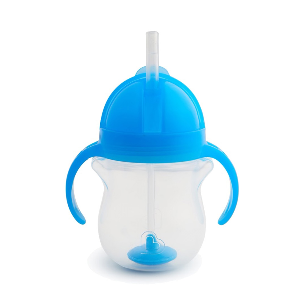 Munchkin Tip & Sip Straw Cup Ποτήρι με Καλαμάκι Σιλικόνης, Βαρίδι και Λαβές 207ml – Μπλε