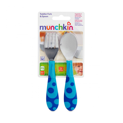 Munchkin Toddler Fork & Spoon Set Βρεφικό Σετ Πιρούνι-Κουτάλι (12m+) 2τμχ – Μπλε (11404)