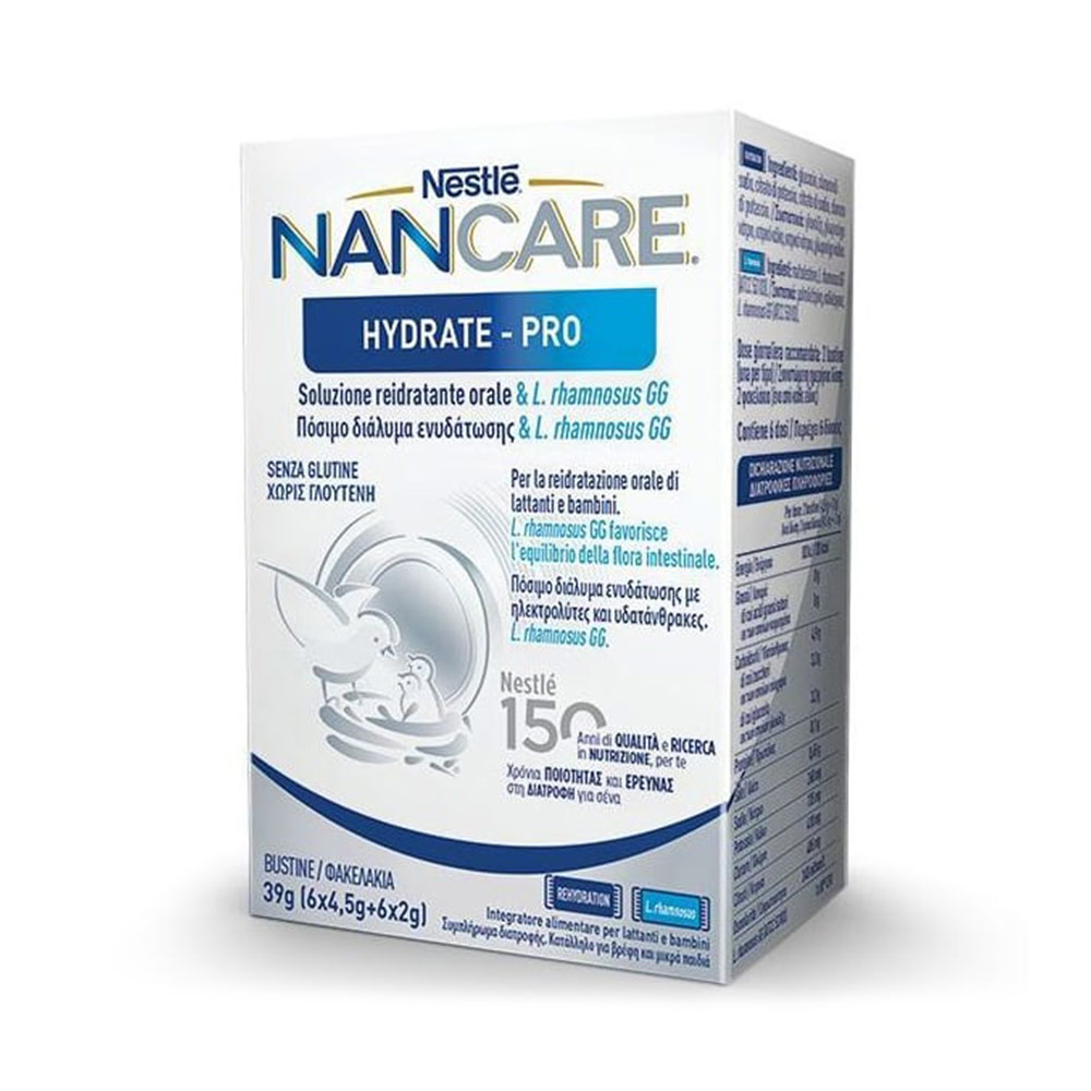 Nestle Nancare Hydrate Pro Πόσιμο Διάλυμα Ενυδάτωσης με Ηλεκτρολύτες και Υδατάνθρακες 12 φακελίσκοι