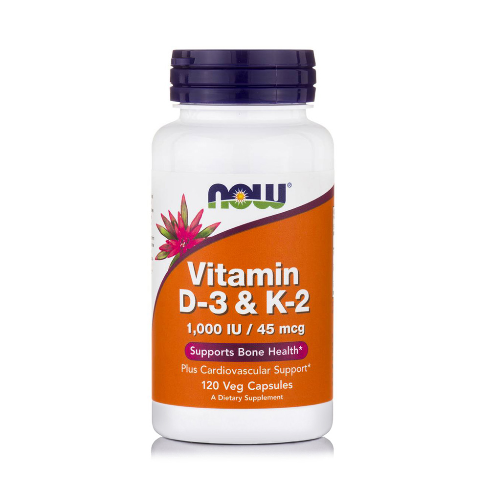 Now Foods Vitamin D3 1000IU & K2 45mcg για την Υγεία των Οστών 120veg. caps