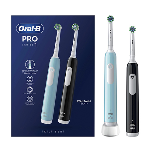 Oral-B Pro Series 1 Duo Ηλεκτρικές Οδοντόβουρτσες Μπλε & Μαύρη 2τμχ