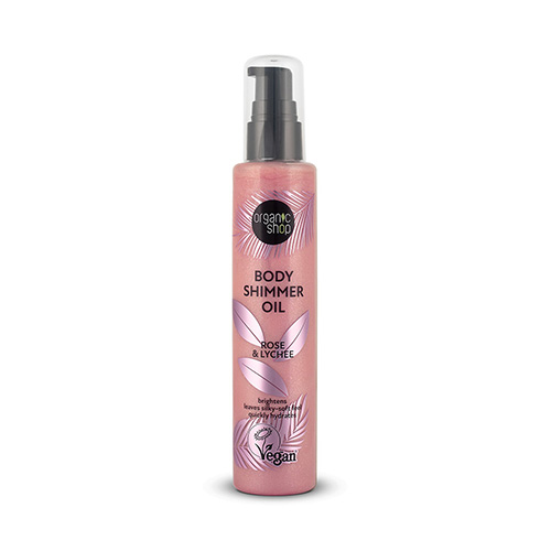 Organic Shop Body Shimmer Oil Λάδι Σώματος για Λάμψη Τριαντάφυλλο & Λίτσι 100ml
