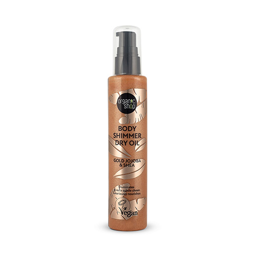 Organic Shop Body Shimmer Dry Oil Ξηρό Λάδι Σώματος για Χρυσή Λάμψη Jojoba & Καριτέ 100ml