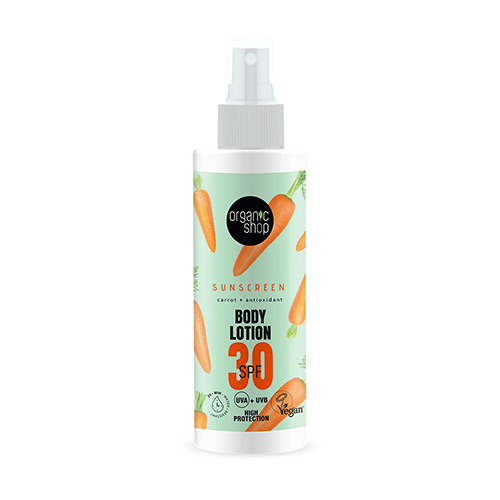 Organic Shop Sunscreen Body Lotion Αντηλιακή Λοσιόν Σώματος με Καρότο SPF30 150ml