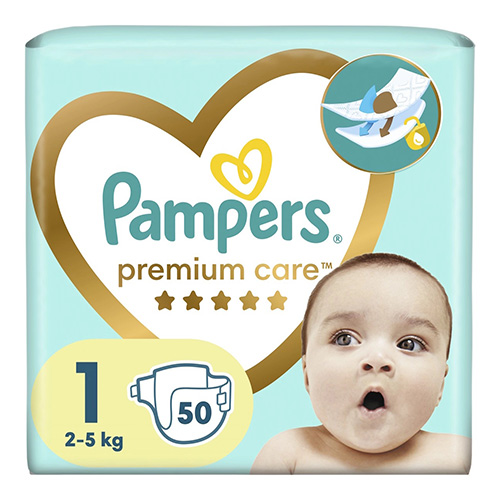 Pampers Premium Care No 1 Πάνες με Αυτοκόλλητο (2-5kg) 50τμχ