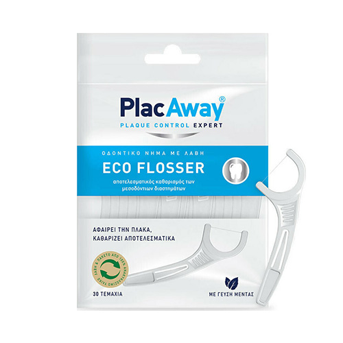 PlacAway Eco Flosser Οδοντικό Νήμα με Γεύση Μέντα και Λαβή 30τμχ
