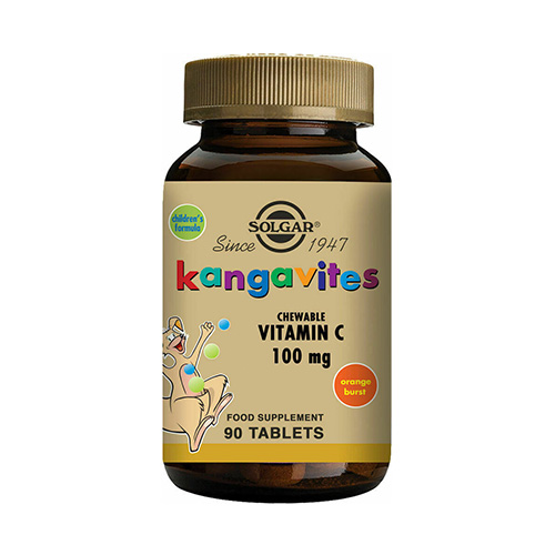 Solgar Kangavites Vitamin C 100mg 90 Μασώμενες Ταμπλέτες Γεύση Πορτοκάλι
