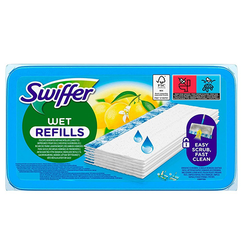 Swiffer Wet Refills Ανταλλακτικά Υγρά Πανάκια για το Πάτωμα με Άρωμα Λεμόνι 10τμχ