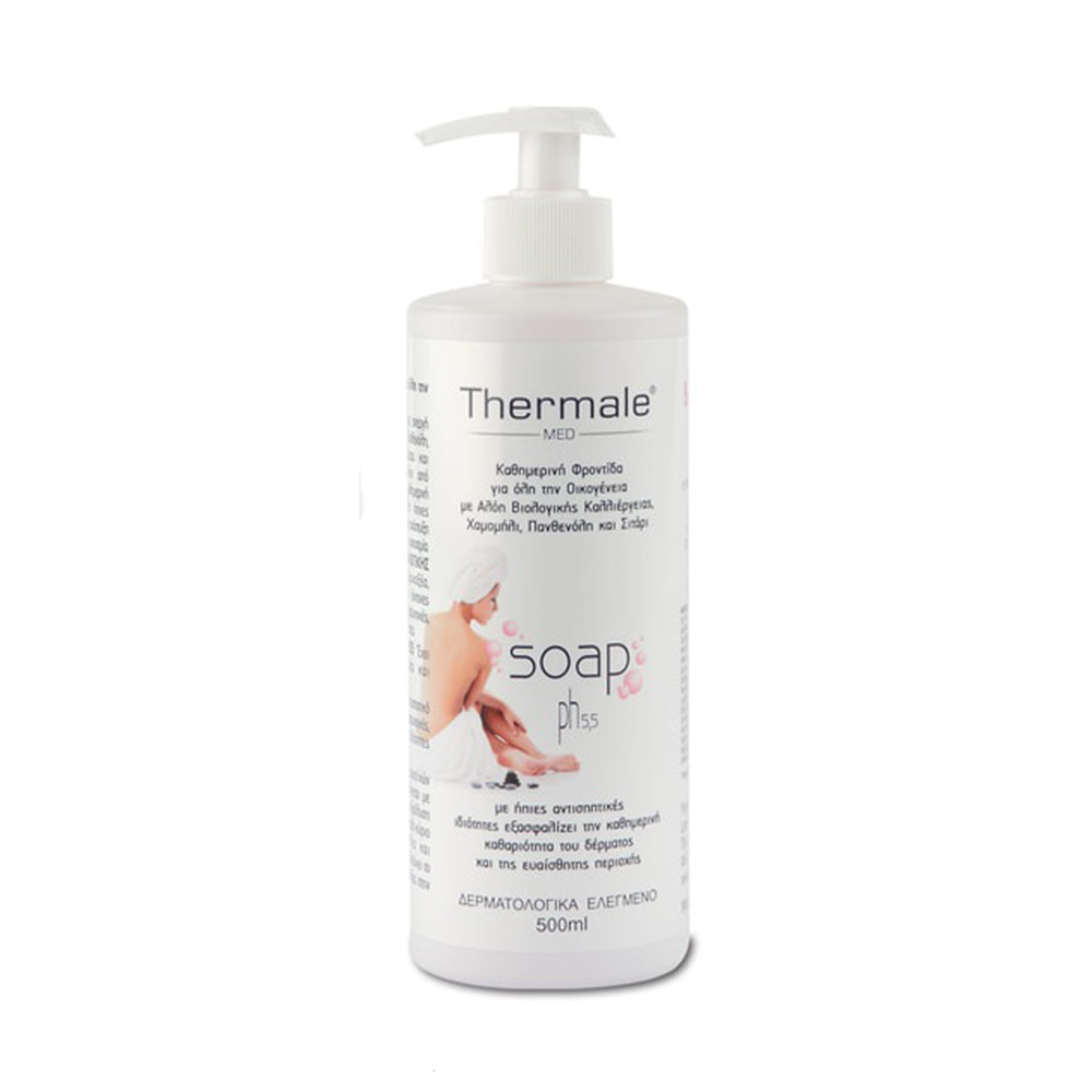 Thermale Med Soap Ph 5.5 Pump 500ml για την Καθημερινή Υγιεινή της Επιδερμίδας & της Ευαίσθητης Περιοχής