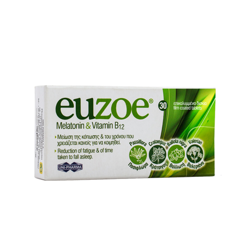 Uni-Pharma Euzoe Melatonin & Vitamin B12 για τη Μείωση της Κόπωσης 30tabs