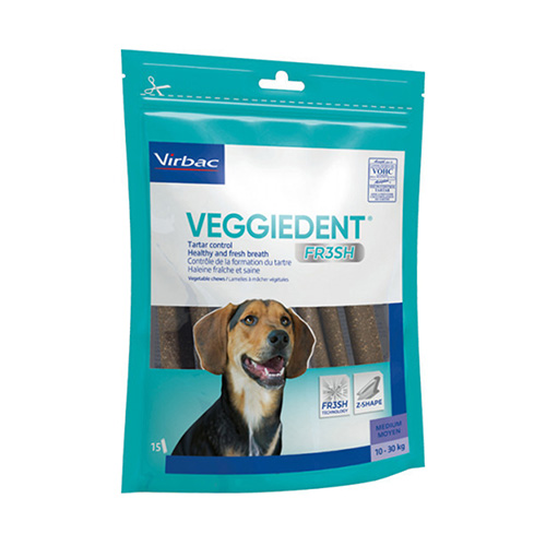 Virbac VeggieDent Fresh Medium Διατροφικό Συμπλήρωμα για τη Βελτίωση της Στοματική Υγιεινής, 15τμχ