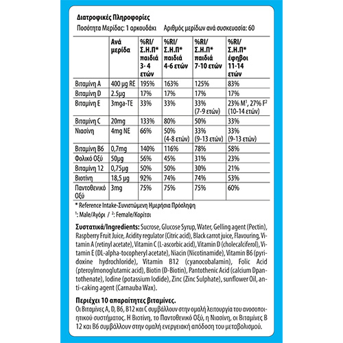 Vican Chewy Vites Kids MultiVitamin Plus 60 μασώμενες ταμπλέτες